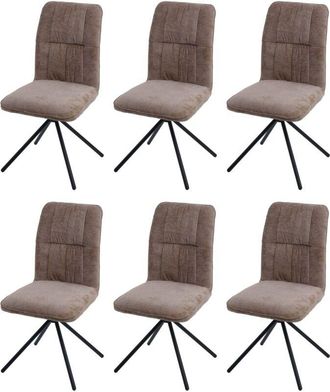 Hhg [nunca Usado] Juego De 6 Sillas De Comedor Hhg-432, Silla De Cocina, Giratoria Con Retorno Autom&aacute;tico, Tejido/textil Chenilla (340 G/m&sup2;) &Ouml;ko-tex, Marr