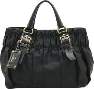 Prada Pre-owned Gathered Nylon Leather Tote Bag Bn 1746 - Dames - Vintage Shopper - Zwart - ONE Size - Nylon - Vintage