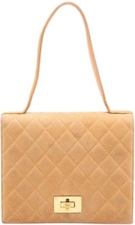 Chanel Pre-owned Quilted Suede Flap Handbag - Dames - Vintage Handtas - Beige - ONE Size - Leer - Vintage