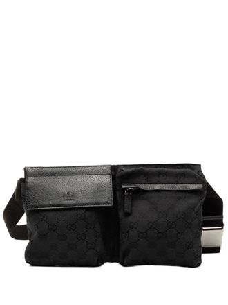 Gucci 2000-2015 GG Canvas Double Pocket belt bag - Black