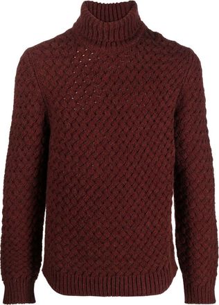 Lardini roll-neck chunky knit jumper - men - Wool/Alpaca Wool/Acetate - 52 - Red