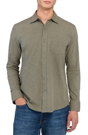 W.R.K Reworked Slim Fit Heathered Green Cotton Button-Up Shirt at Nordstrom, Size Medium