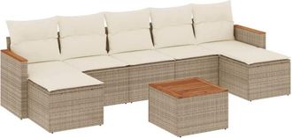 vidaXL Juego De Sof&aacute;s De Jard&iacute;n Con Cojines Beige 8 Pzas Rat&aacute;n Pe Vidaxl