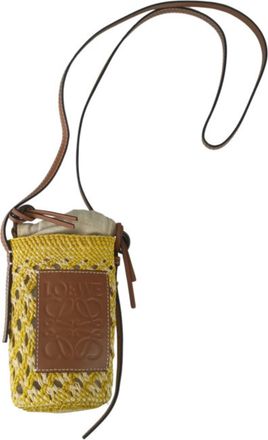 Loewe Brown Yellow Raffia Leather Handbag Shoulder Bag Tote Bag (Pre-Owned)