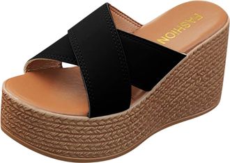 Generic Womens Wedge Heeled Sandals Platform Open Toe Ankle Sandal for Women Comfortable Wedge Sandals Dressy Shoes With Arch Support Espadrilles For Womens (