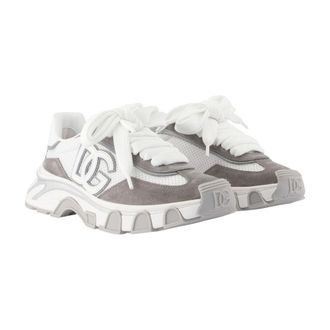 Dolce & Gabbana Womens Bassa Rete Sneaker Gray Calfskin