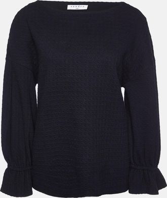 Sandro Black Cotton Lolipop Balloon Sleeve Top
