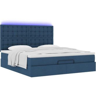 vidaXL Estructura De Cama Otomana Con Colch&oacute;n Tela Azul 160x200 Cm Vidaxl