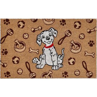 Imports Decor Puppy Printed Coir Door Mat, Natural Coconut Fiber Entry Rug with Non-Skid PVC Backing
