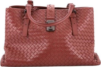 Bottega Veneta Red Intrecciato Nappa Roma Bag Medium (Authentic Pre-Loved)