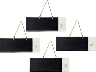 Melrose International Set Of 4 Black & White Hanging Sentiment Chalkboard
