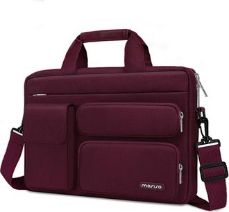 Mosiso Laptop Bag 16 inch, 15-15.6 inch Computer Shoulder Bag Compatible with MacBook Air 15 M4 M3 M2/Pro 16 M4 M3 M2 M1, Notebook &2 Raised&1 Flapover&1 Hor