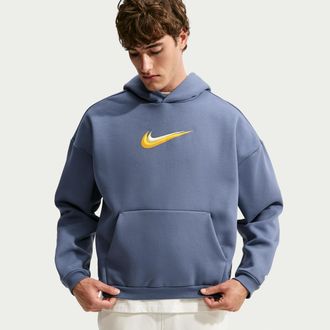 Nike Mens Caitlin Clark Therma-FIT Brushed Pullover Basketball Hoodie in Blue | JA1568-491