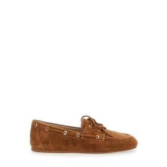 Stuart Weitzman Sailor Shoes, female, Brown, Size: 14 US Brown Lace Up Loafers Suede Woman