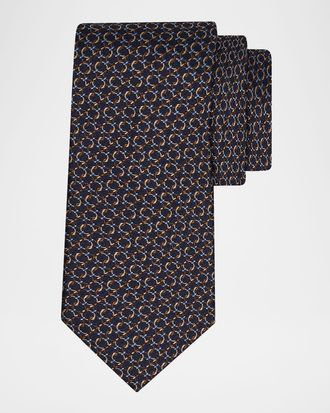 Ferragamo Men & apos;s Gancini Silk Jacquard Tie