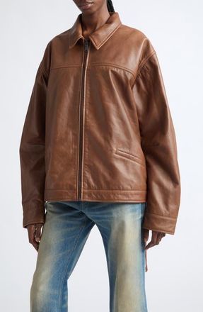 Haikure Jocelyn Silky Leather Jacket in Tan at Nordstrom, Size X-Small