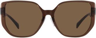 Versace 58mm Irregular Sunglasses in Transparent Brown /Dark Brown at Nordstrom