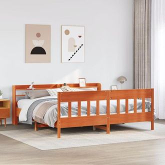 vidaXL Vidaxl - Cama Sin Colch&oacute;n Madera Maciza De Pino Marr&oacute;n Cera 180x200 Cm