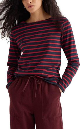 Seasalt Cornwall Sailor Stripe Organic Cotton Top in Breton Maritime Deep Rust at Nordstrom, Size 10 Us