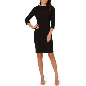 Adrianna Papell Crepe Sheath Dress in Black at Nordstrom, Size 14