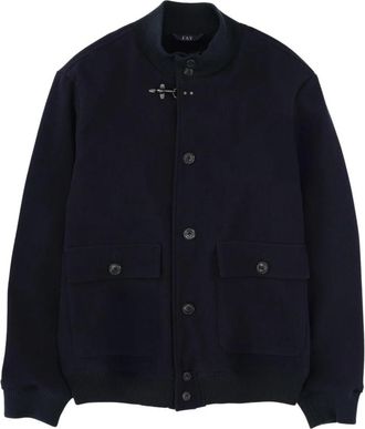 Fay Gebreide bomberjack met toggle sluiting - Heren - Bomber jackets - Blauw - L - Jassen