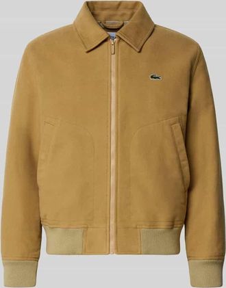 Lacoste Regular Fit Bomberjacke aus reiner Baumwolle in Beige, Größe 48