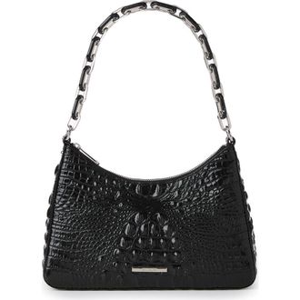 Brahmin Mod Esme Croc Embossed Leather Shoulder Bag in Black at Nordstrom