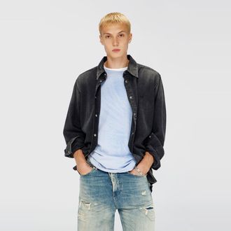 Diesel Long-sleeve denim shirt - Denim Shirts - Man - Black