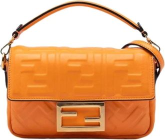 Fendi Pre-owned Shoulder Bags, female, Orange, Size: ONE SIZE Pre-owned Baguette Satchel