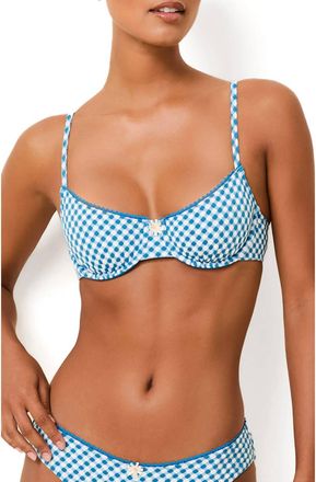 Solid & Striped The Daphne Bikini Top In Cosmic Blue Gingham