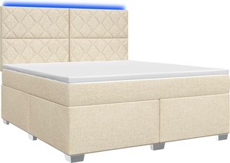 vidaXL Letto Box Spring Con Materasso Crema 160 X 200 Cm Tessuto Vidaxl