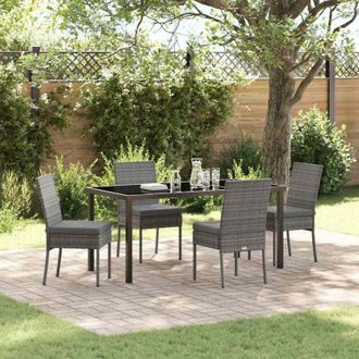 vidaXL Conjunto De Comedor De Jard&iacute;n 5 Pcs Gris Polirat&aacute;n Vidaxl