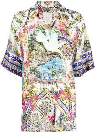 Camilla graphic-print silk shirt - women - Silk - M - White