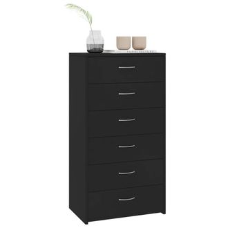 Berkfield Home Sideboard with 6 Drawers Black 50x34x96 cm Engineered Wood | Size: 50 x 34 x 96 cm