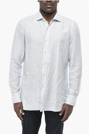 Finamore Linen and Cotton Shirt with French Collar size 41