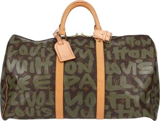 Louis Vuitton Keepall 50 Khaki Canvas Travel Bag (Pre-Owned)