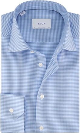 Eton Overhemden, Heren, Blauw, L, Blauw zakelijk overhemd