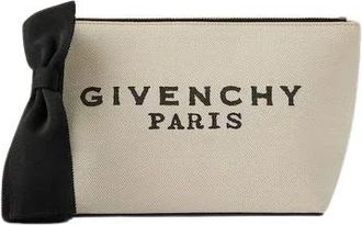 Givenchy Kleine pouch van canvas met strik - Dames - Clutches - Beige - ONE Size - Katoen - Tassen
