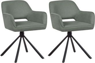 Beliani Set of 2 Dining Chairs Swivel LOURES Dark Green