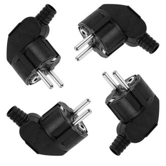 Elle Enchufe El&eacute;ctrico Macho De 250 V Y 16 A, Paquete De 4, Enchufe En &Aacute;ngulo, Con Conexi&oacute;n A Tierra, Protecci&oacute;n Para Enchufes El&eacute;ctricos, Color Negro