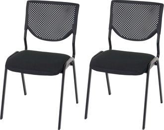 Hhg Hhg - Nunca Usado] Lote De 2 Sillas De Visita T401, Silla De Conferencia Apilable, Tela/textil, Asiento Negro, Pies Negros