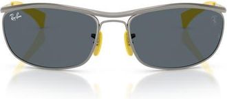 Ray-Ban x Ferrari 62mm Oversize Oval Sunglasses in Gunmetal /Blue at Nordstrom