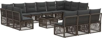 vidaXL Conjunto De Sof&aacute;s De Jard&iacute;n 14 Uds. Gris Rat&aacute;n Sint&eacute;tico Vidaxl