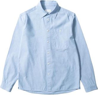 Edmmond Studios Blue Shadow Shirt - Heren - Casual Overhemden - Blauw - XL - Katoen - Overhemden