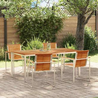 vidaXL Conjunto De Comedor De Jard&iacute;n 5 Pcs Madera S&oacute;lida De Teca Vidaxl