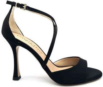 Roberto Festa Milano Zwarte Satijnen Sandaal 9cm Hak - Dames - Sandalen met hakken - Zwart - 39 EU - Satijn - Schoenen