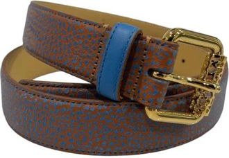 Borbonese Accessoires, Dames, Bruin, ONE Size, Leer, Leren Riem met Gouden Gesp