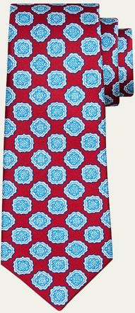 Kiton Mens Intricate Medallion Silk Tie