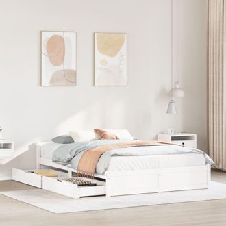 Berkfield Home Bed Frame without Mattress White 150x200 cm King Size Solid Wood Pine