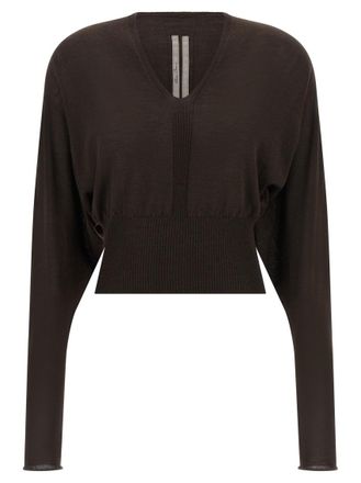 Rick Owens Brown V-Cropped Top